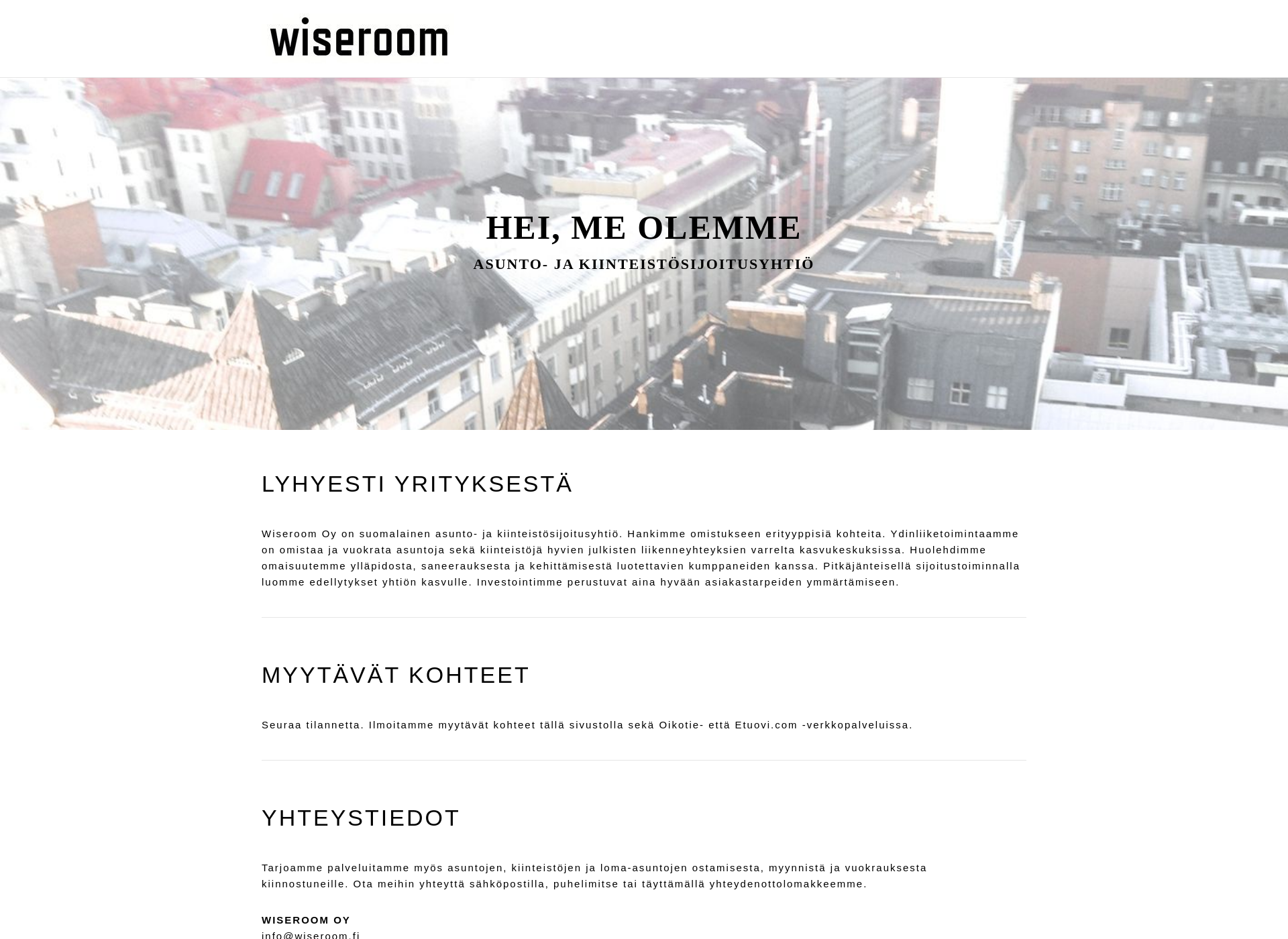 Skärmdump för wiseroom.fi