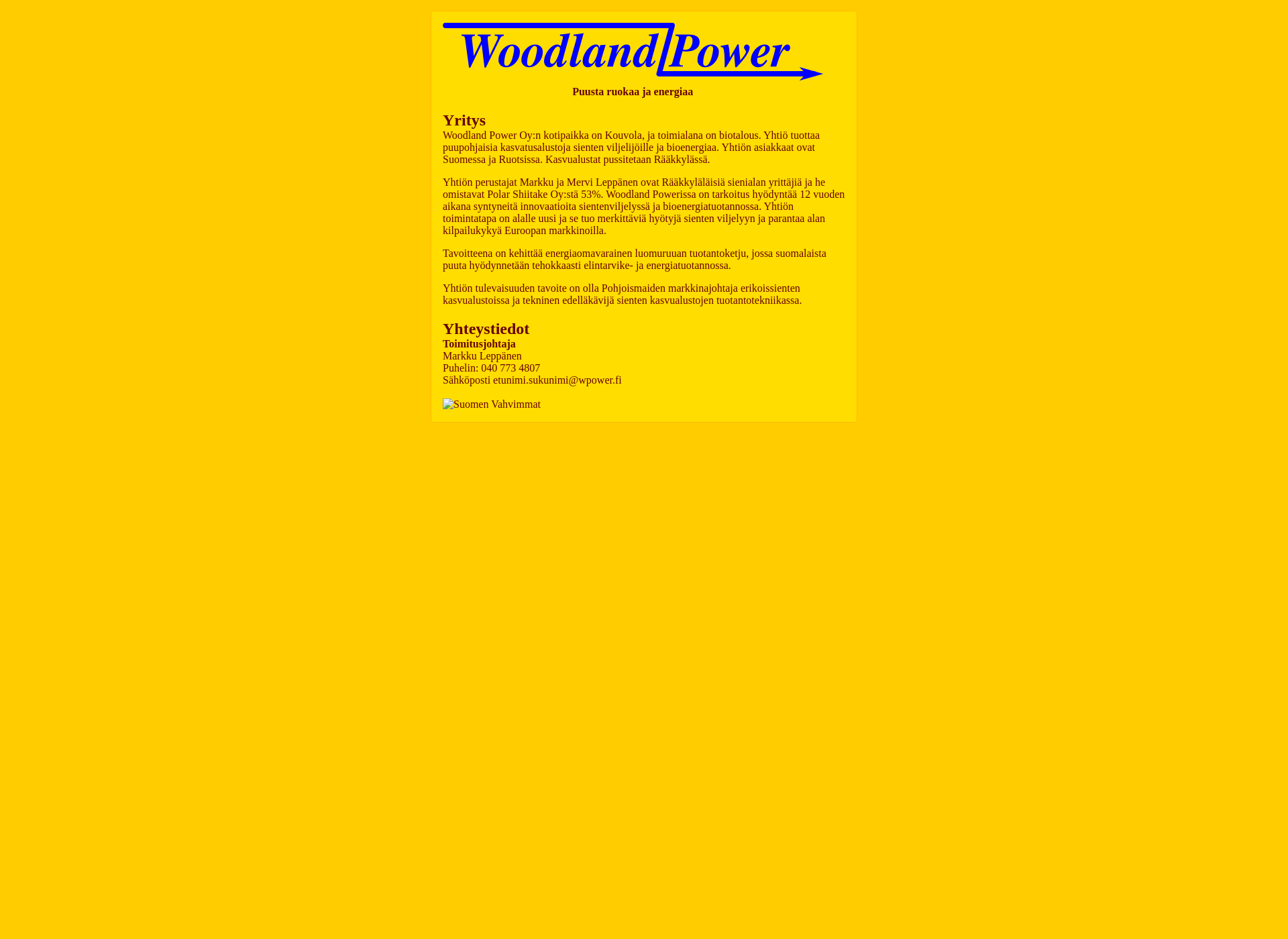 Screenshot for woodlandpower.fi
