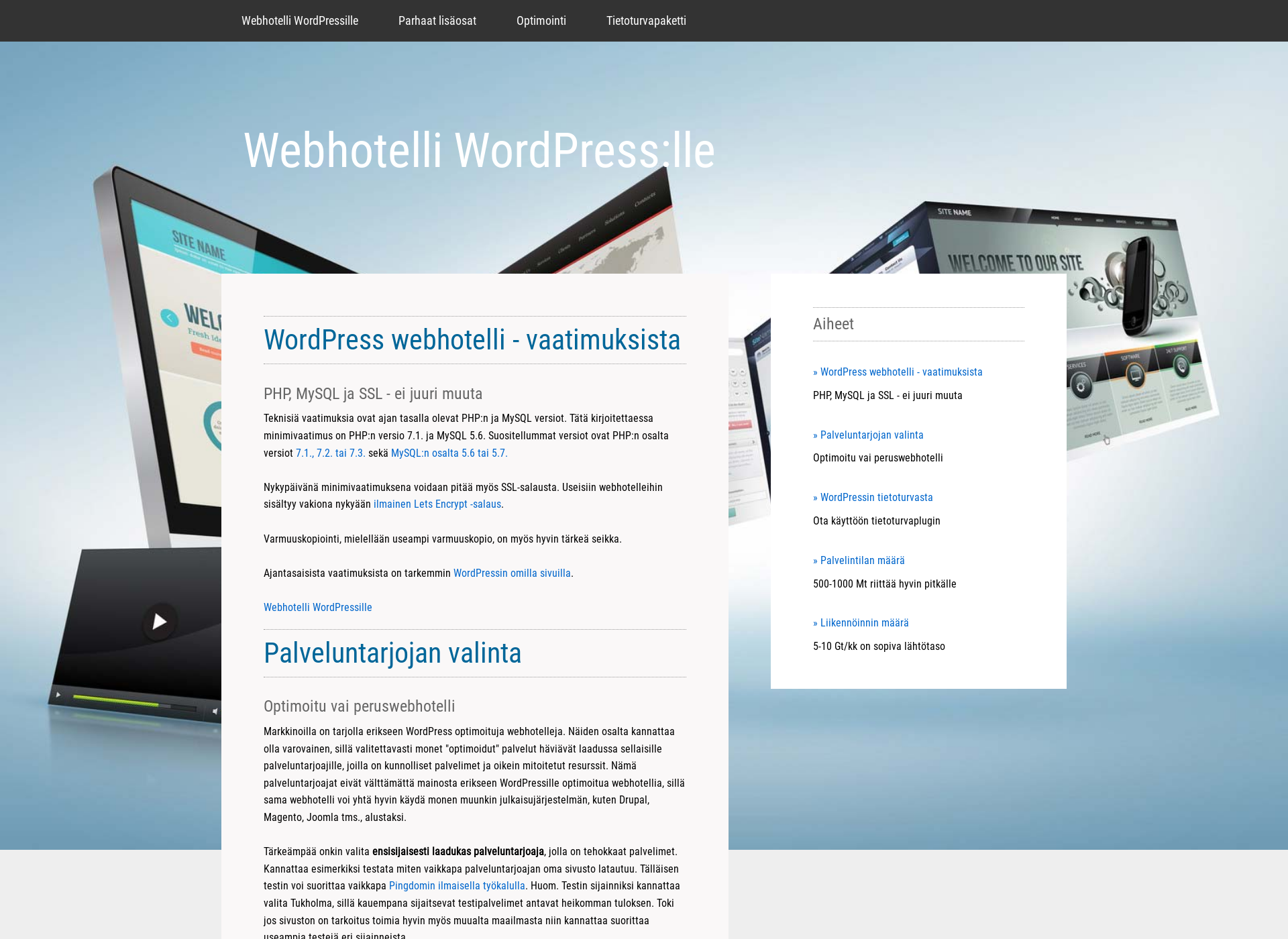 Skärmdump för wordpresswebhotelli.fi