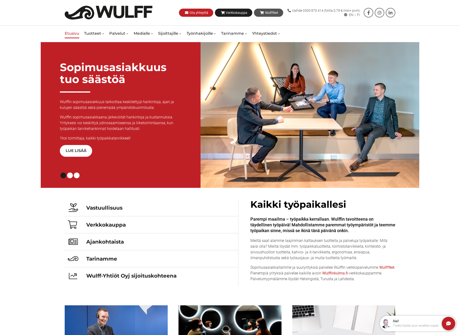 Skärmdump för wulff.fi