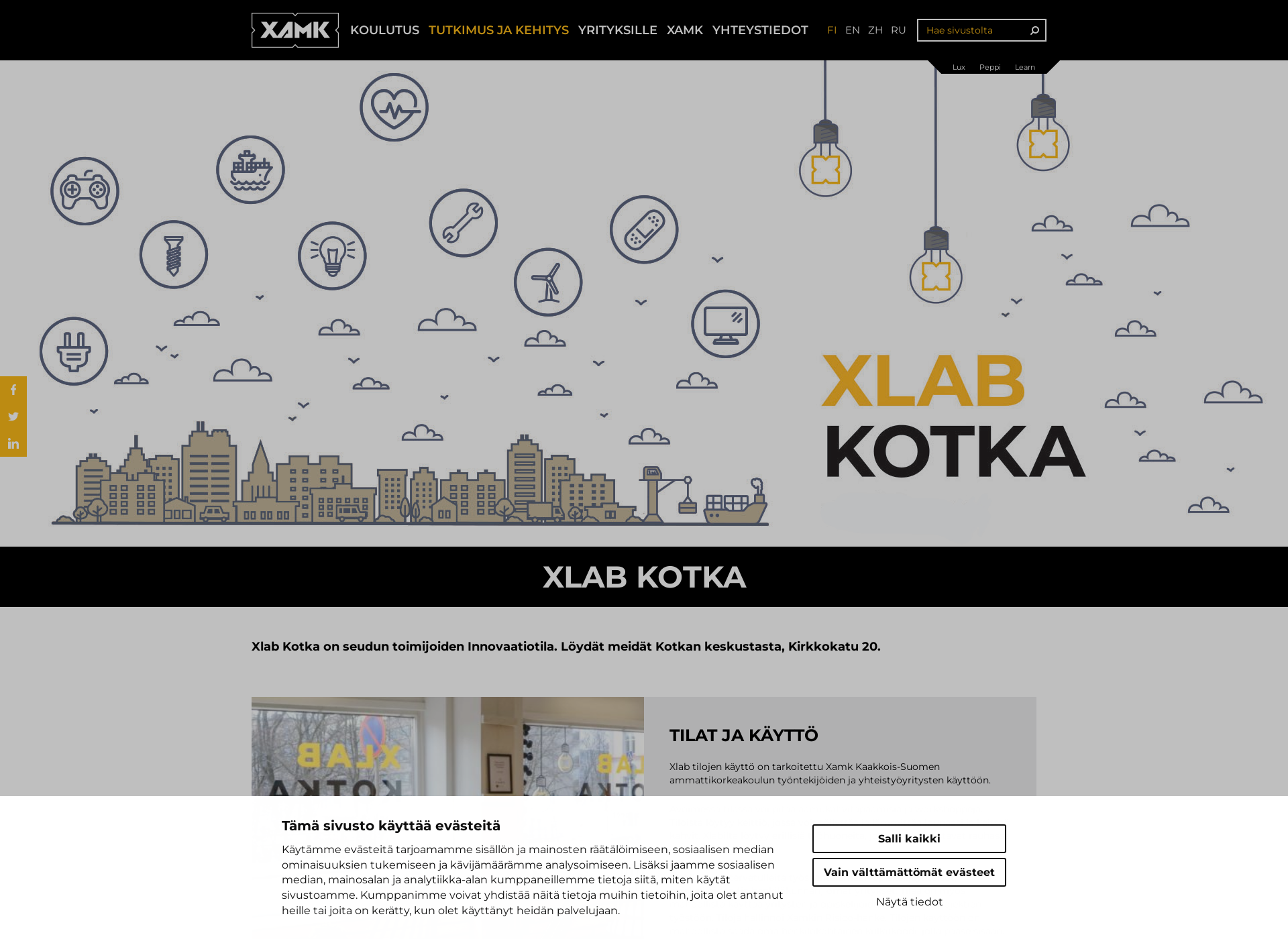 Skärmdump för xlabkotka.fi