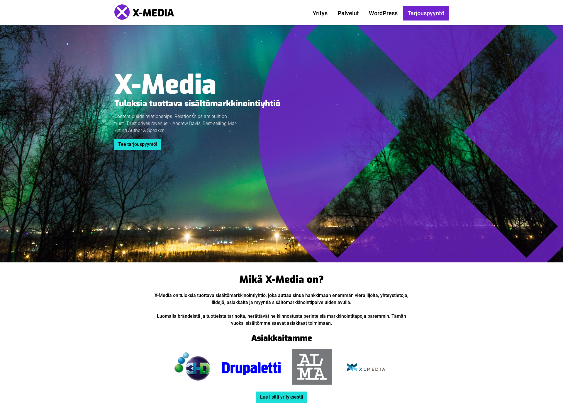 Skärmdump för xmedia.fi
