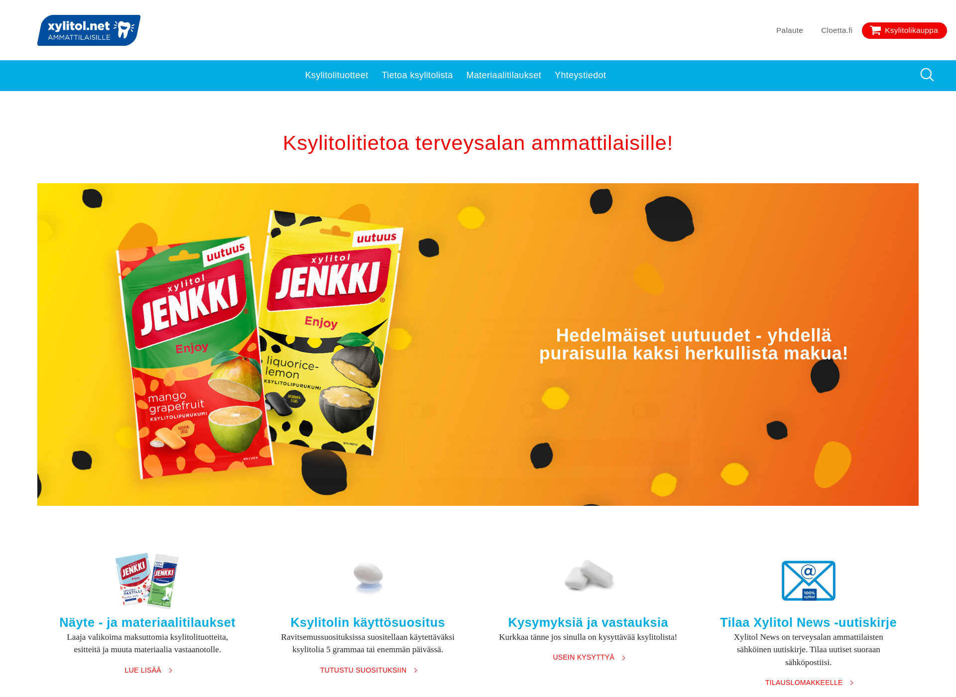 Skärmdump för xylitolnews.fi