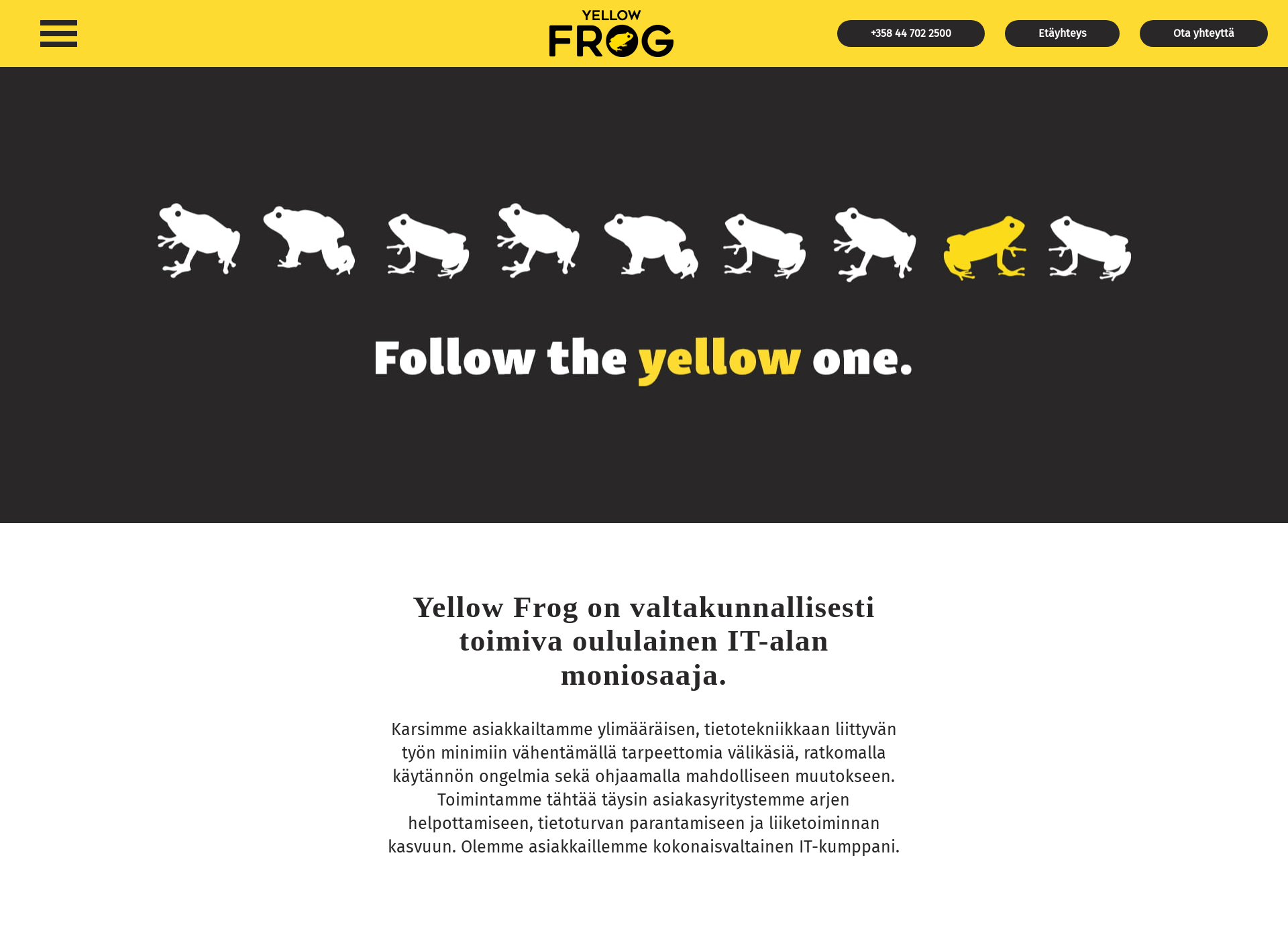 Skärmdump för yellowfrog.fi