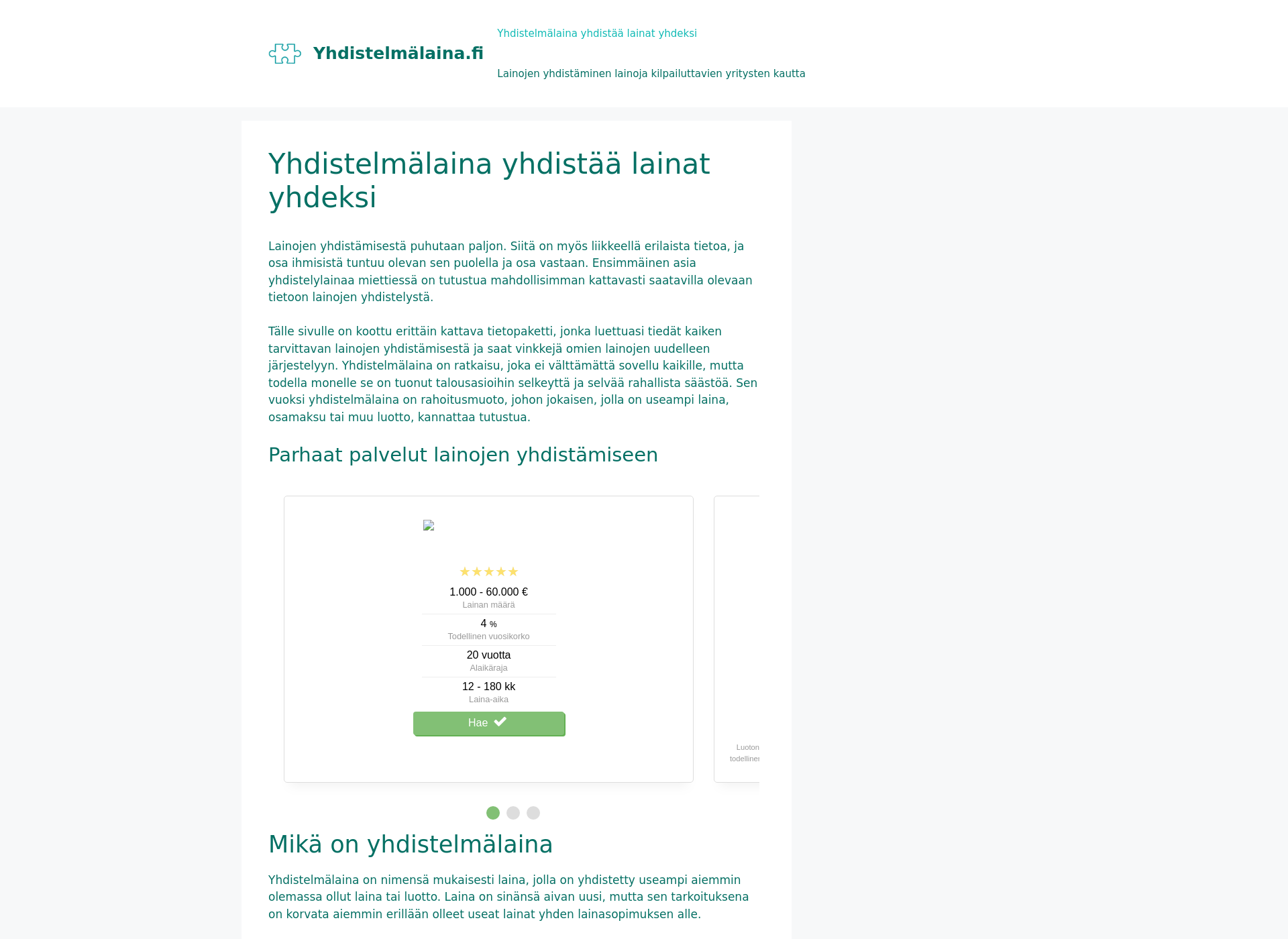 Skärmdump för yhdistelmalaina.fi