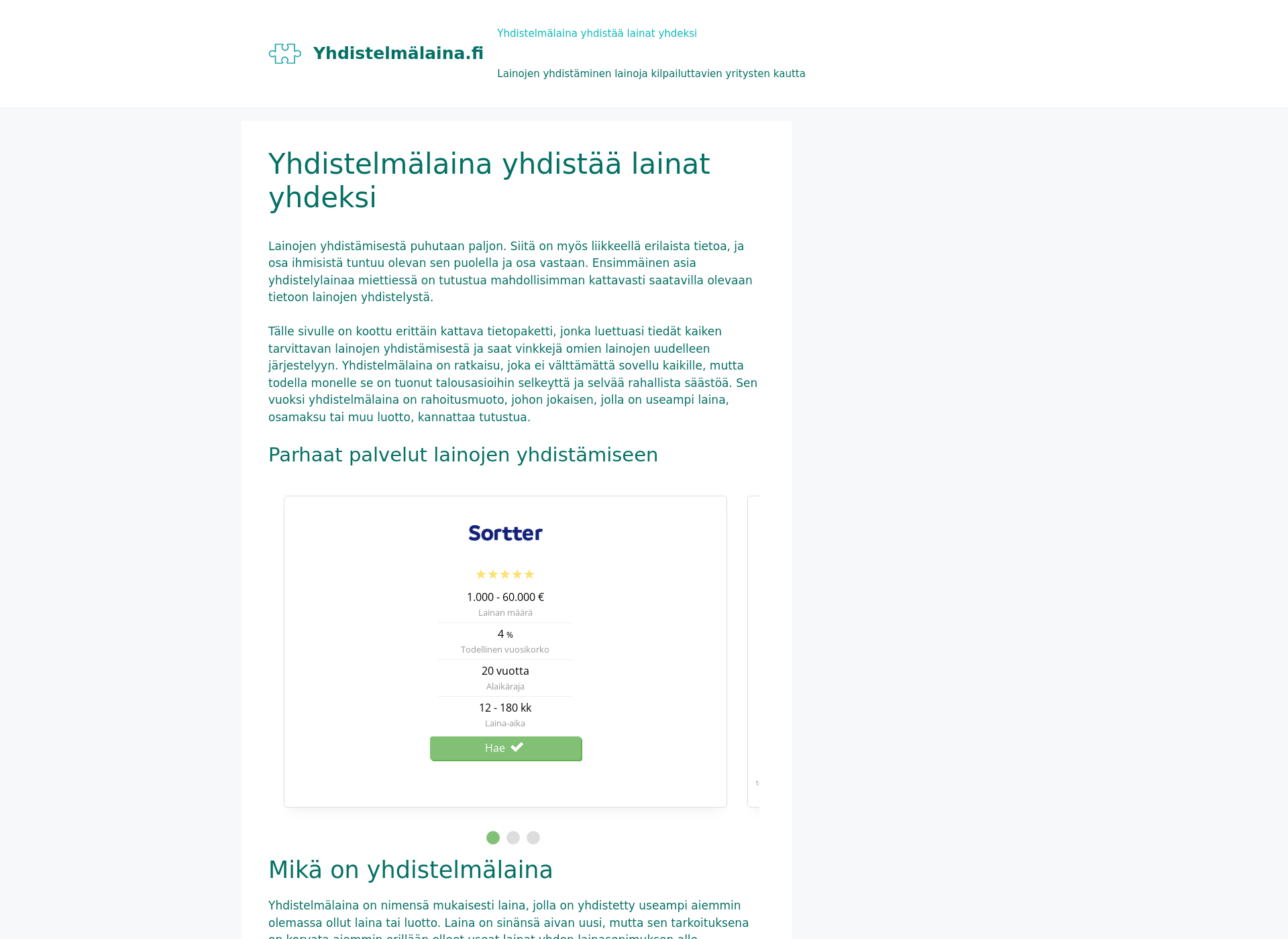 Skärmdump för yhdistelmälaina.fi