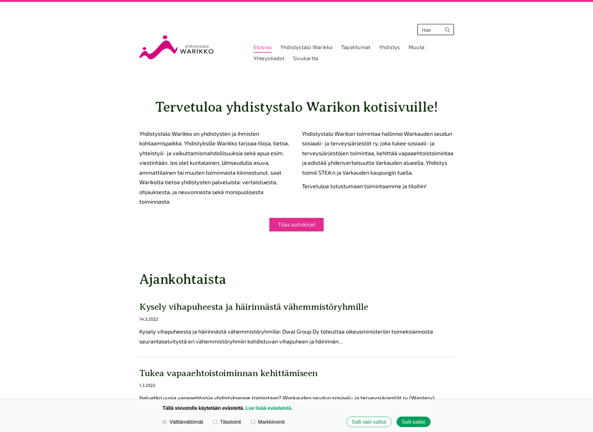 Skärmdump för yhdistystalowarikko.fi