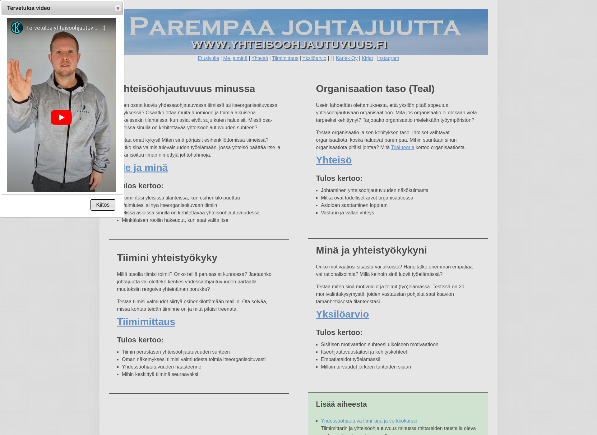 Skärmdump för yhteisöohjautuvuus.fi