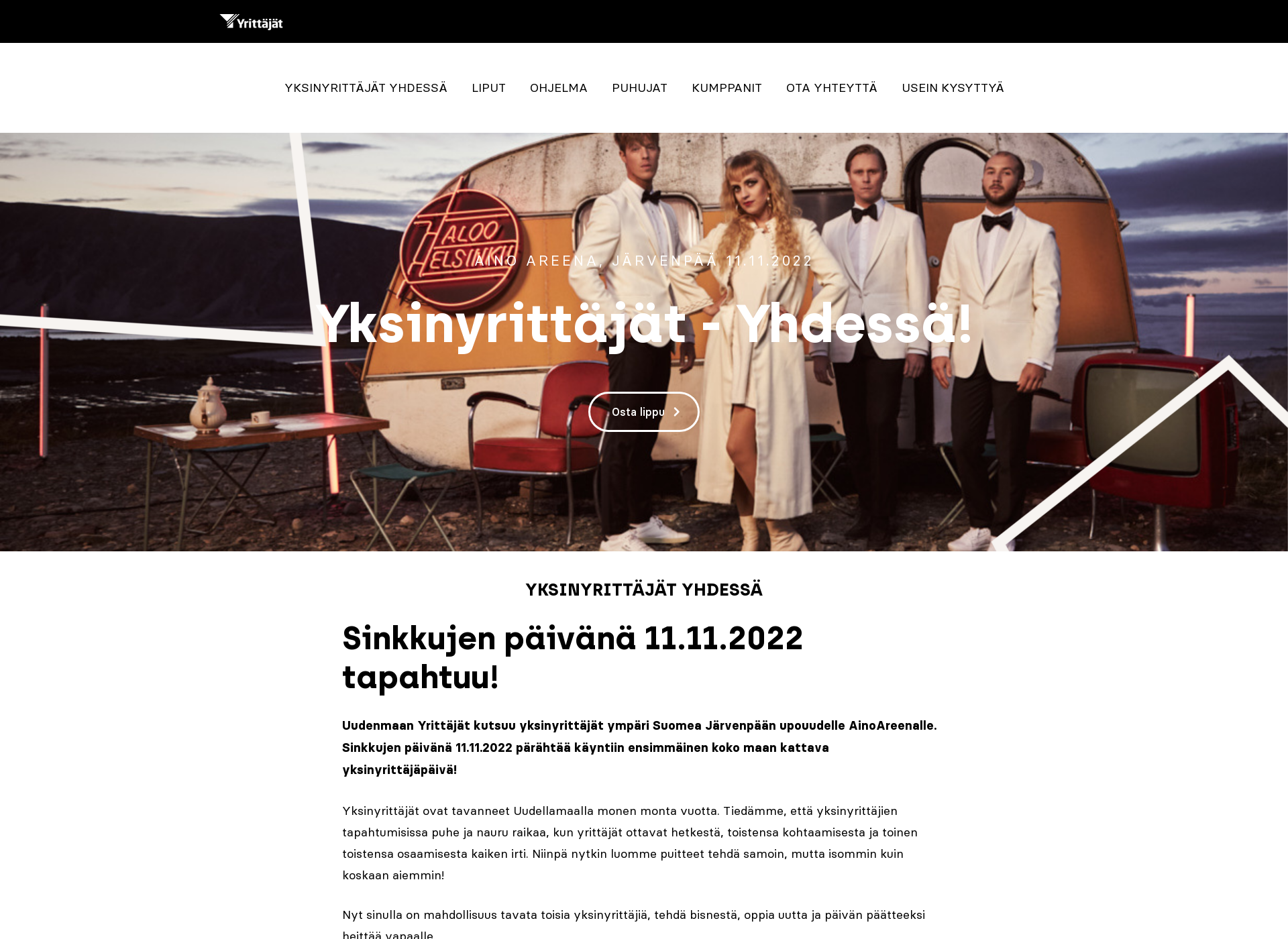 Screenshot for yksinyrittajapaiva.fi