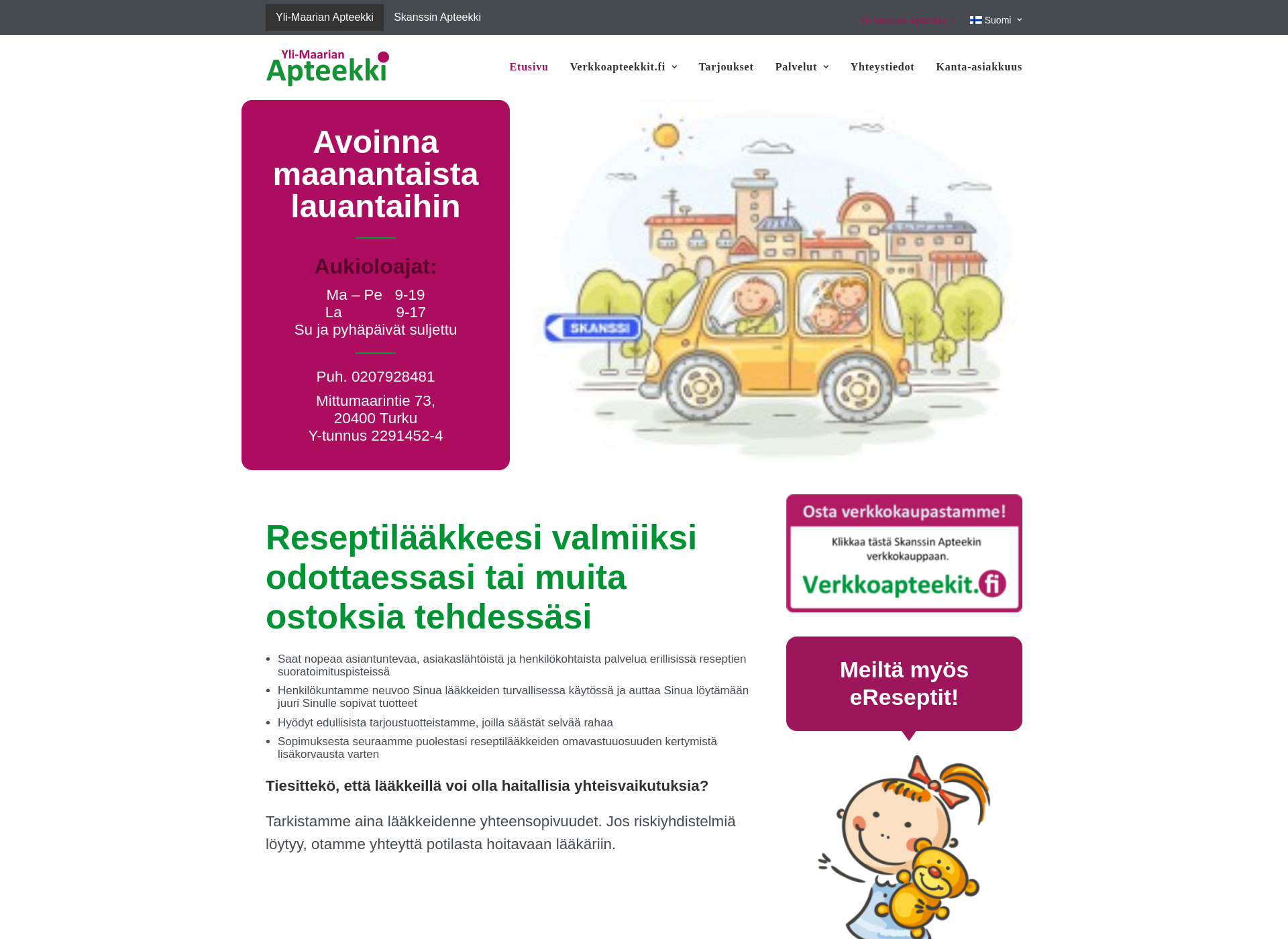 Skärmdump för ylimaarianapteekki.fi