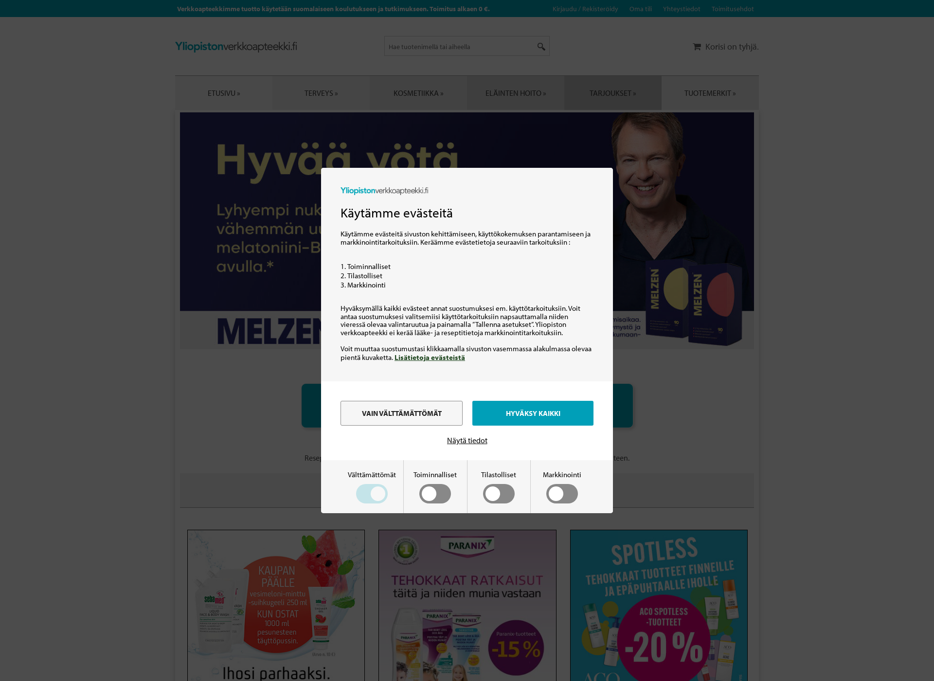 Screenshot for yliopistonverkkoapteekki.fi