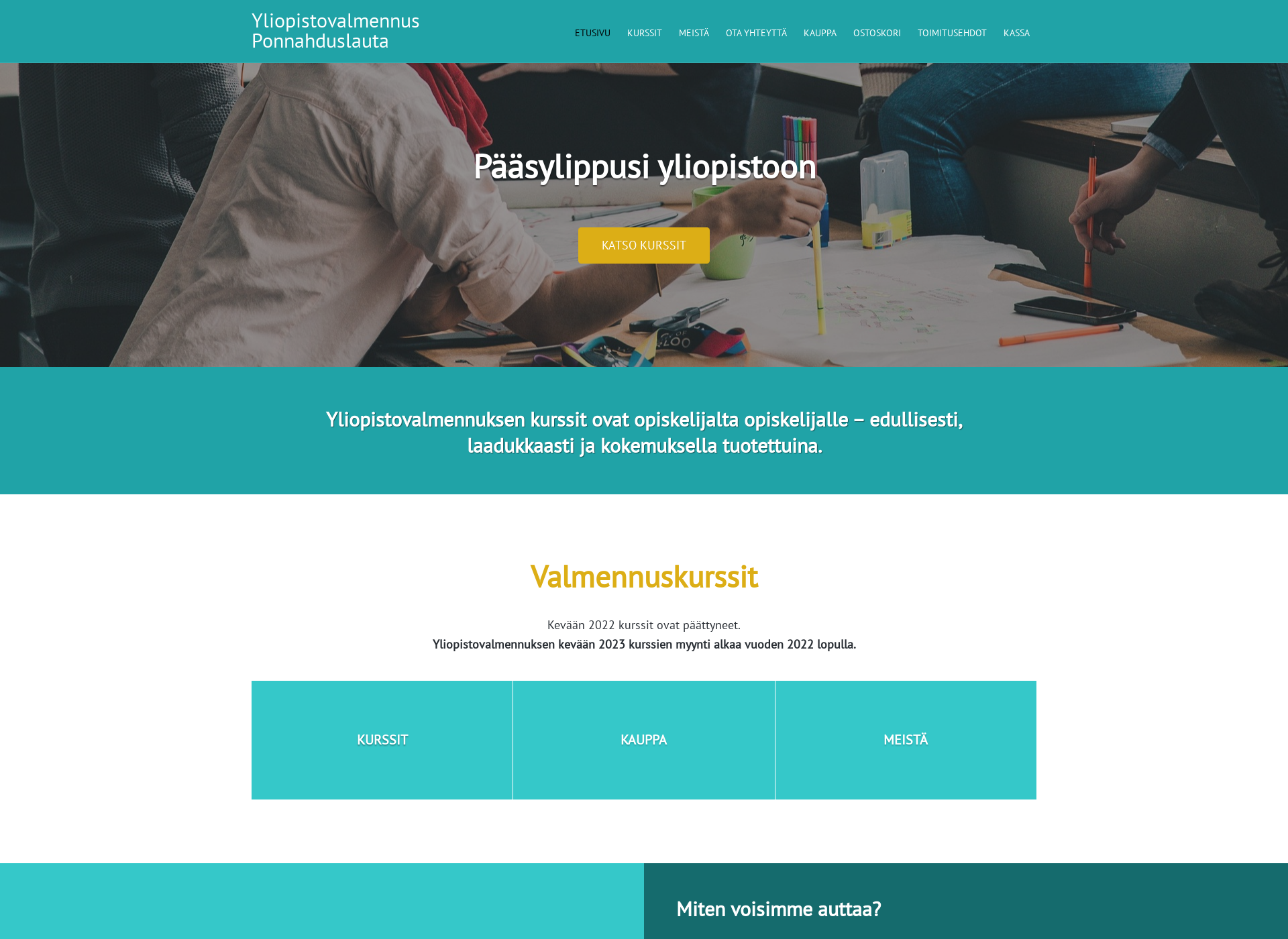 Screenshot for yliopistovalmennus.fi