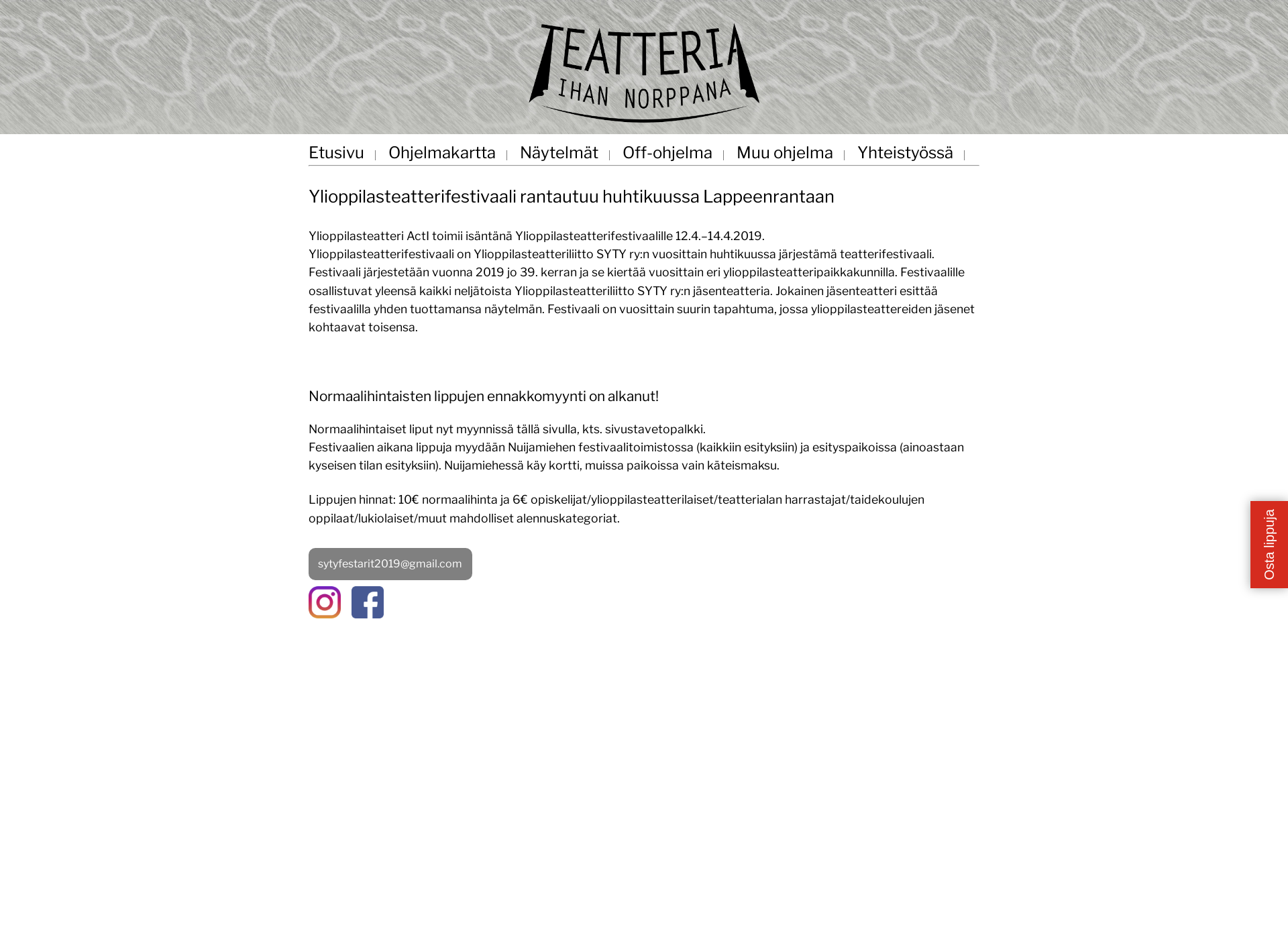 Screenshot for ylioppilasteatterifestivaali.fi