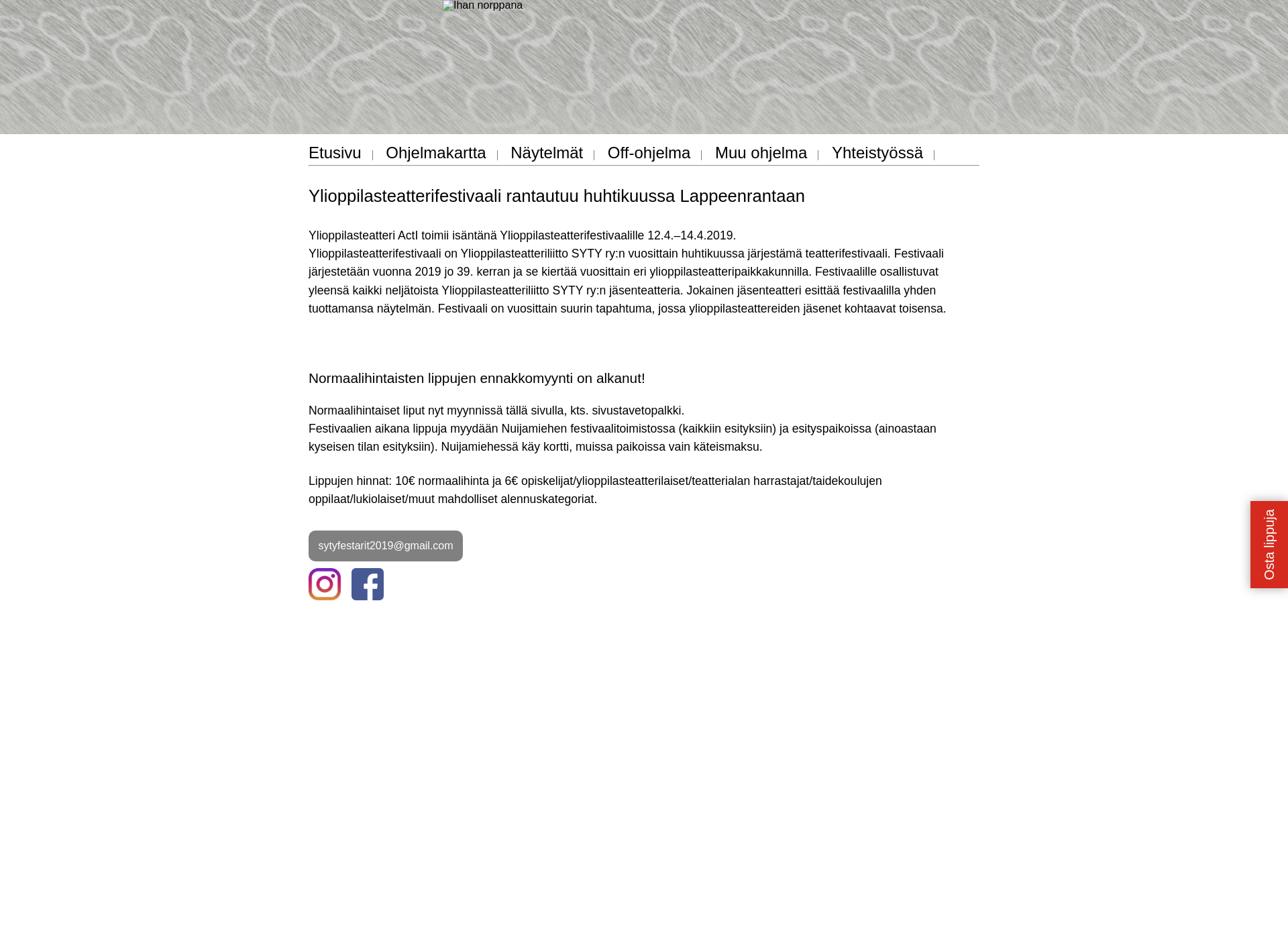 Screenshot for ylioppilasteatterifestivaalit.fi