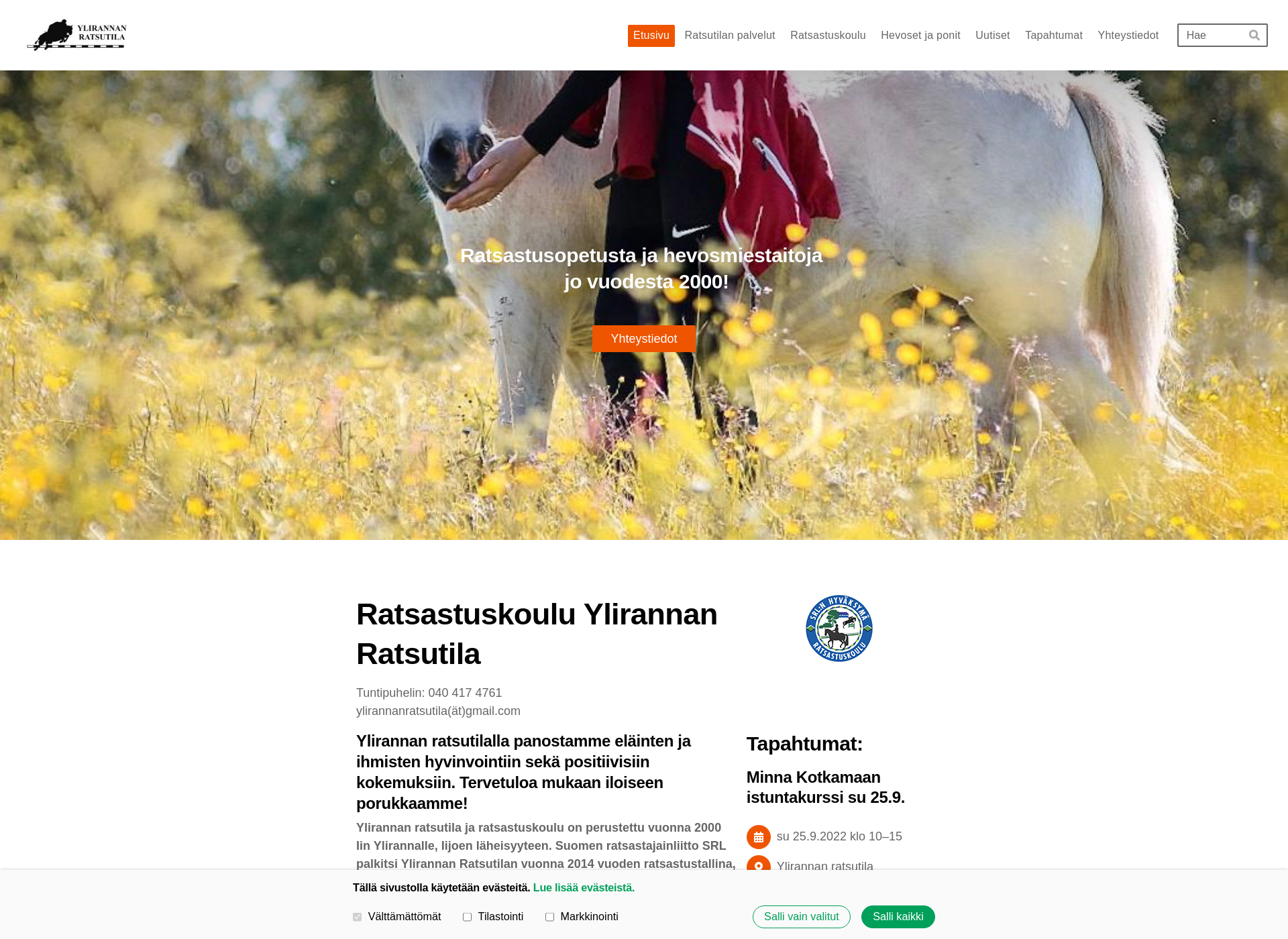 Skärmdump för ylirannanratsutila.fi