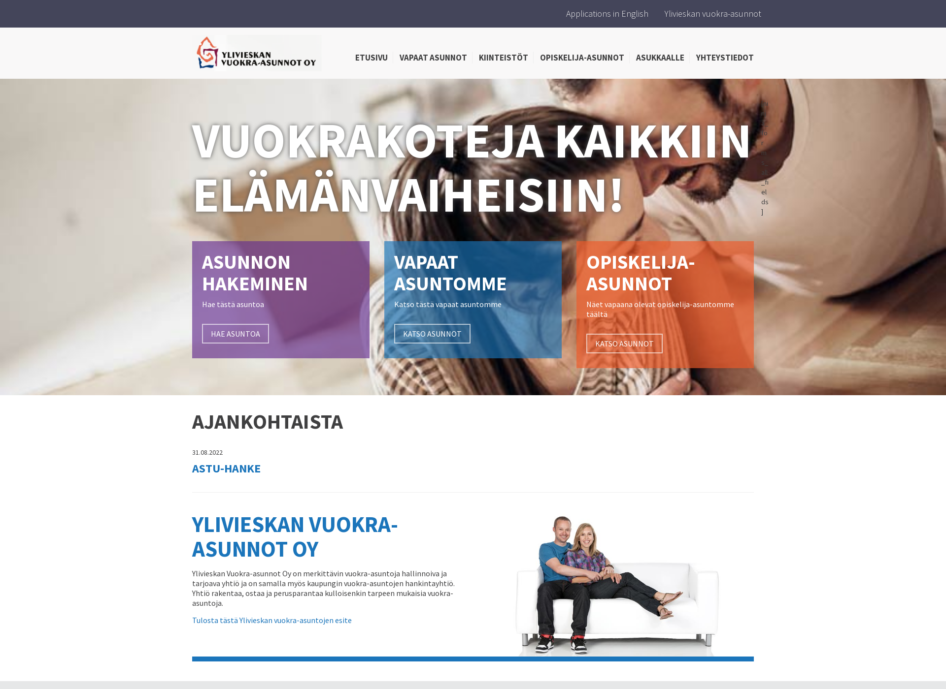 Screenshot for ylivieskanvuokraasunnot.fi