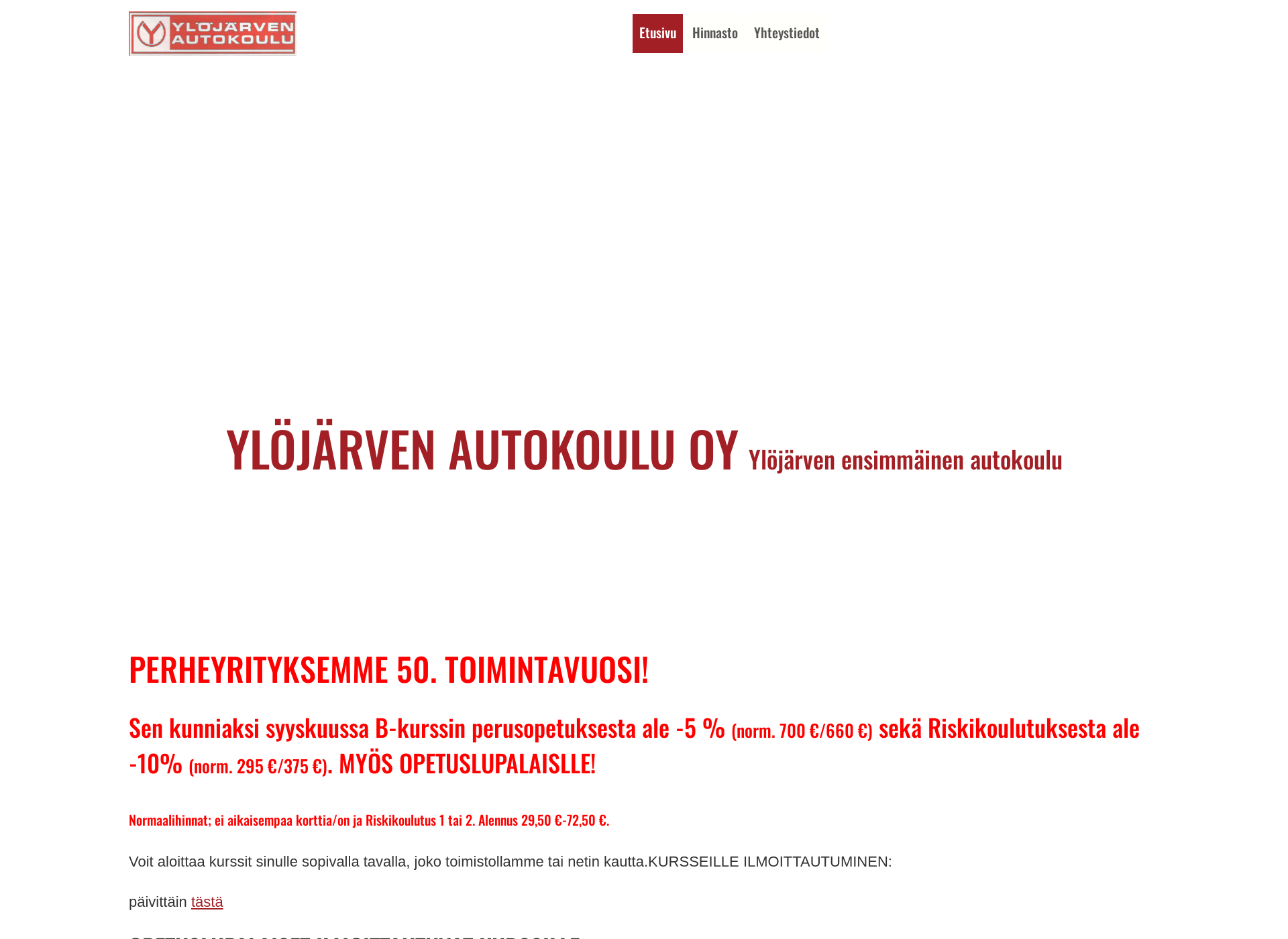 Screenshot for ylojarvenautokoulu.fi