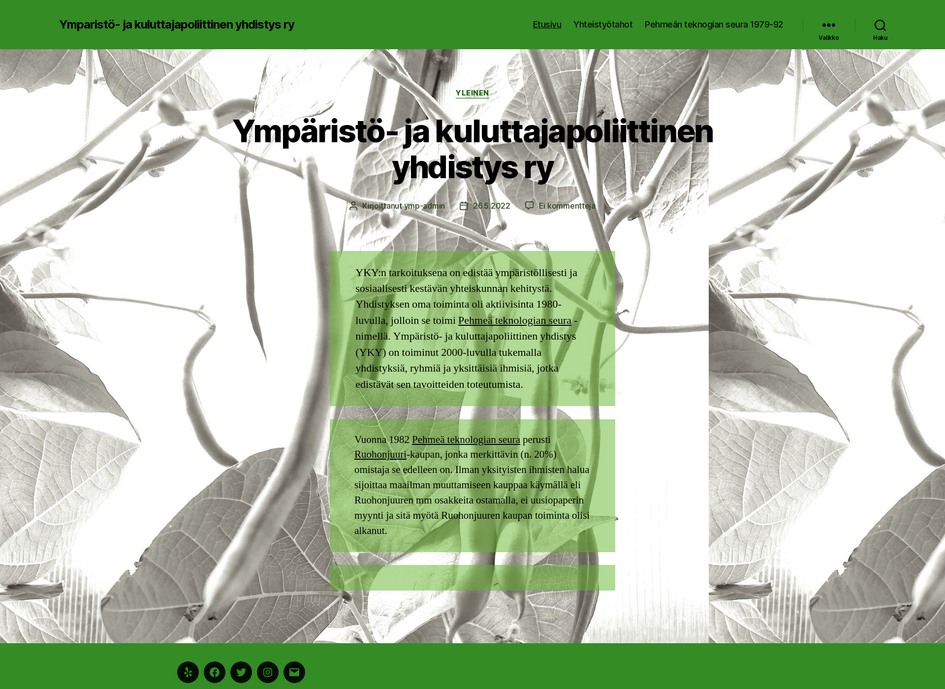 Skärmdump för ymparistokuluttaja.fi