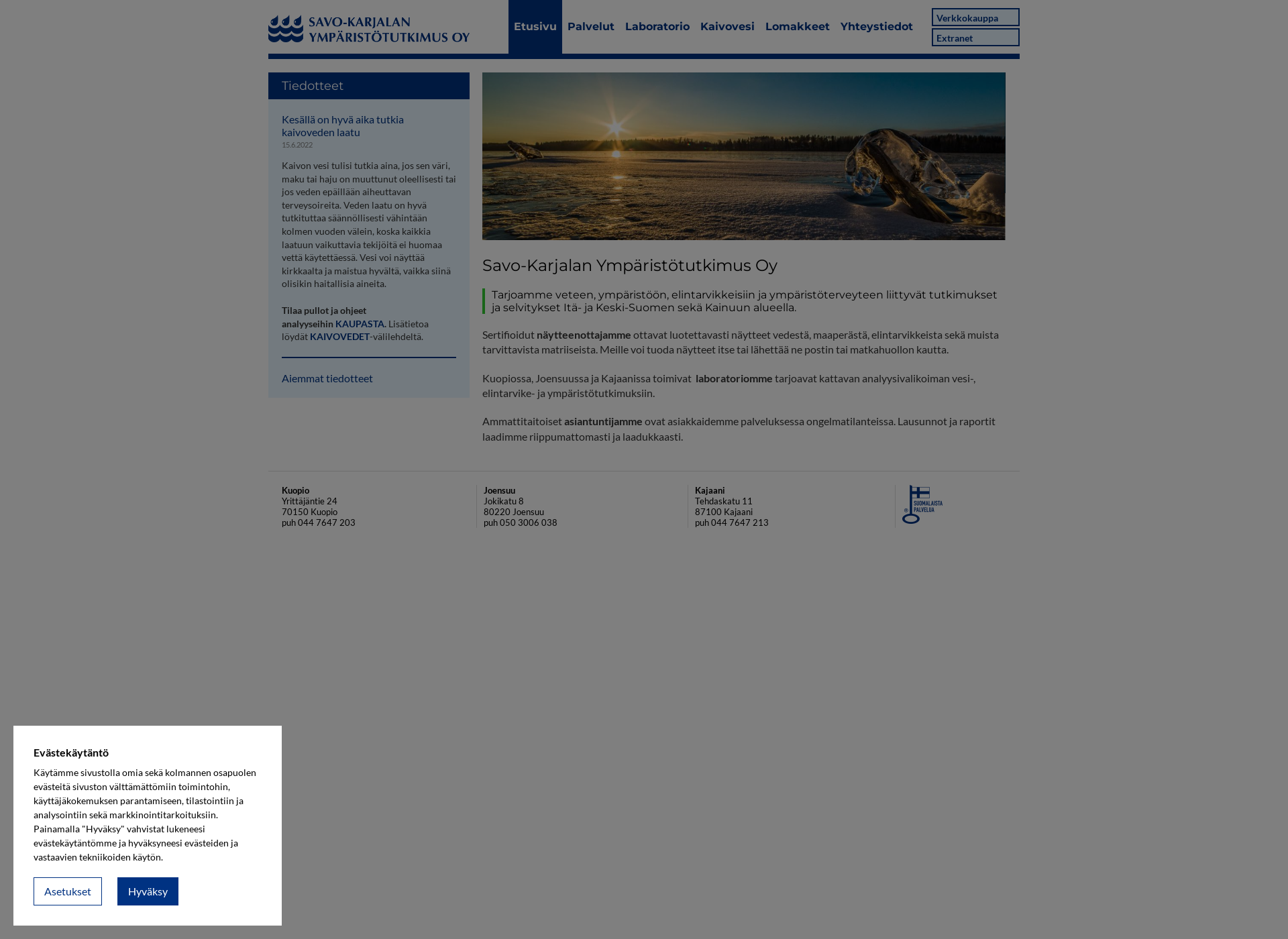 Screenshot for ympäristötutkimus.fi