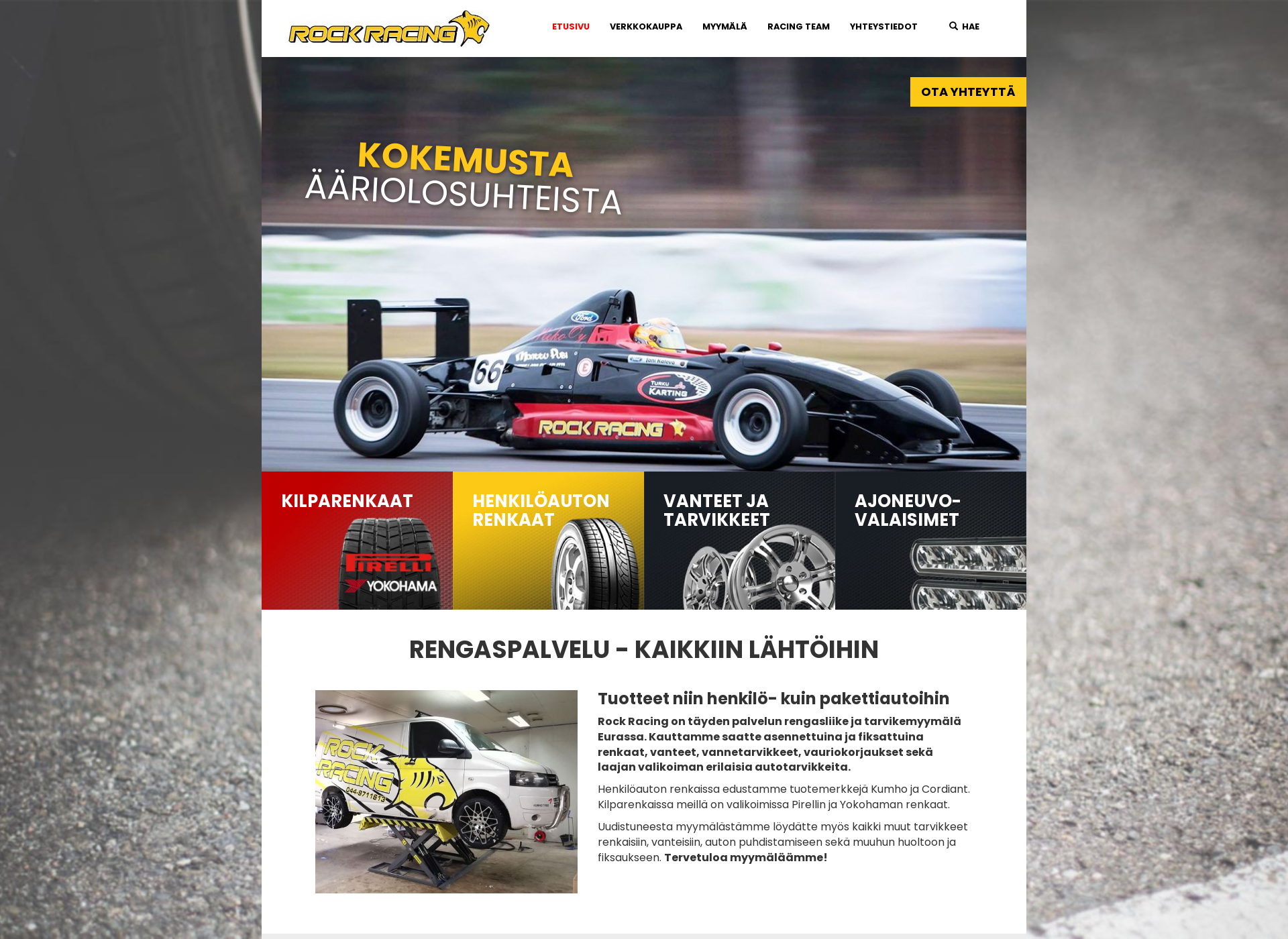 Skärmdump för yokohamamotorsport.fi