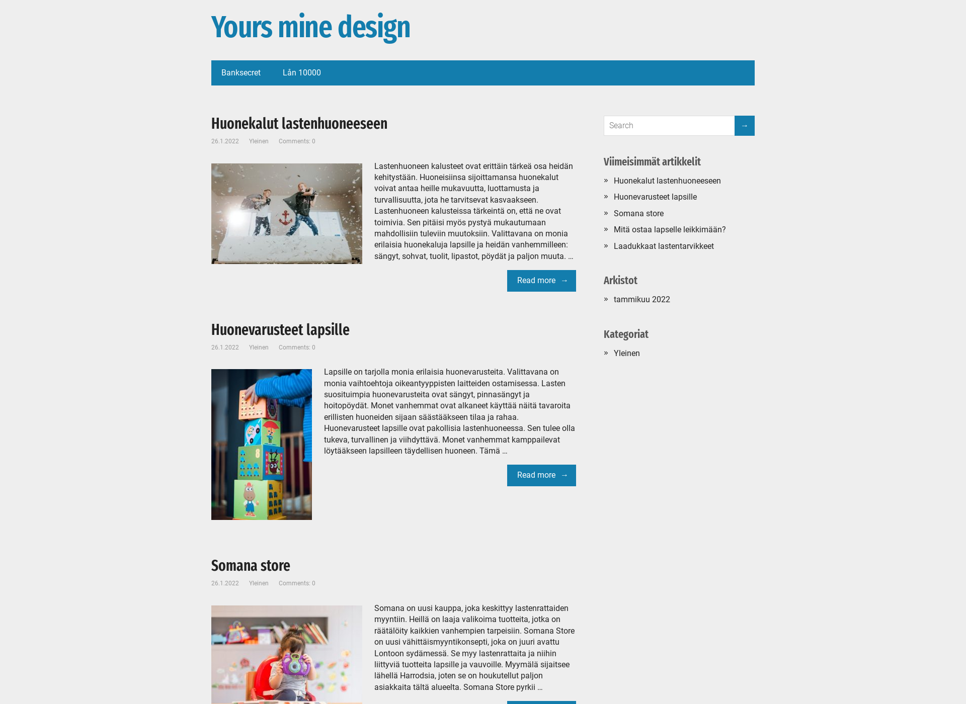 Skärmdump för yoursminedesign.fi