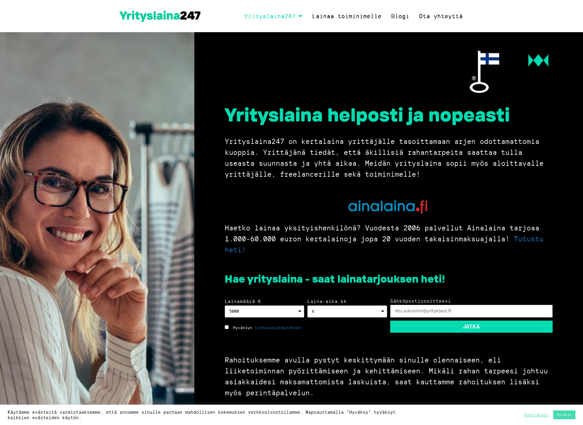 Screenshot for yrittajalaina247.fi