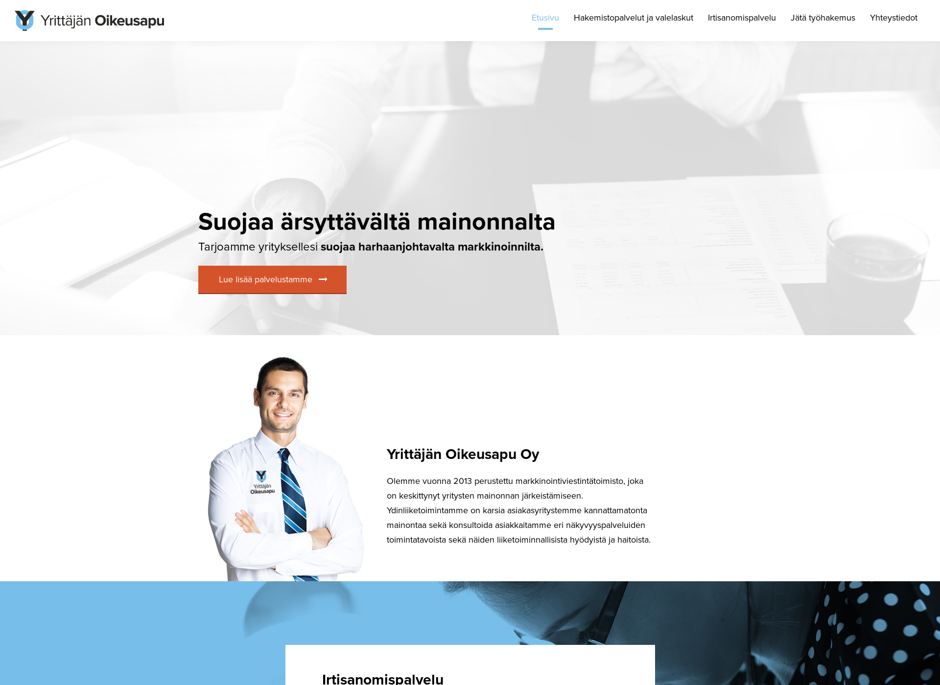 Screenshot for yrittajanoikeusapu.fi