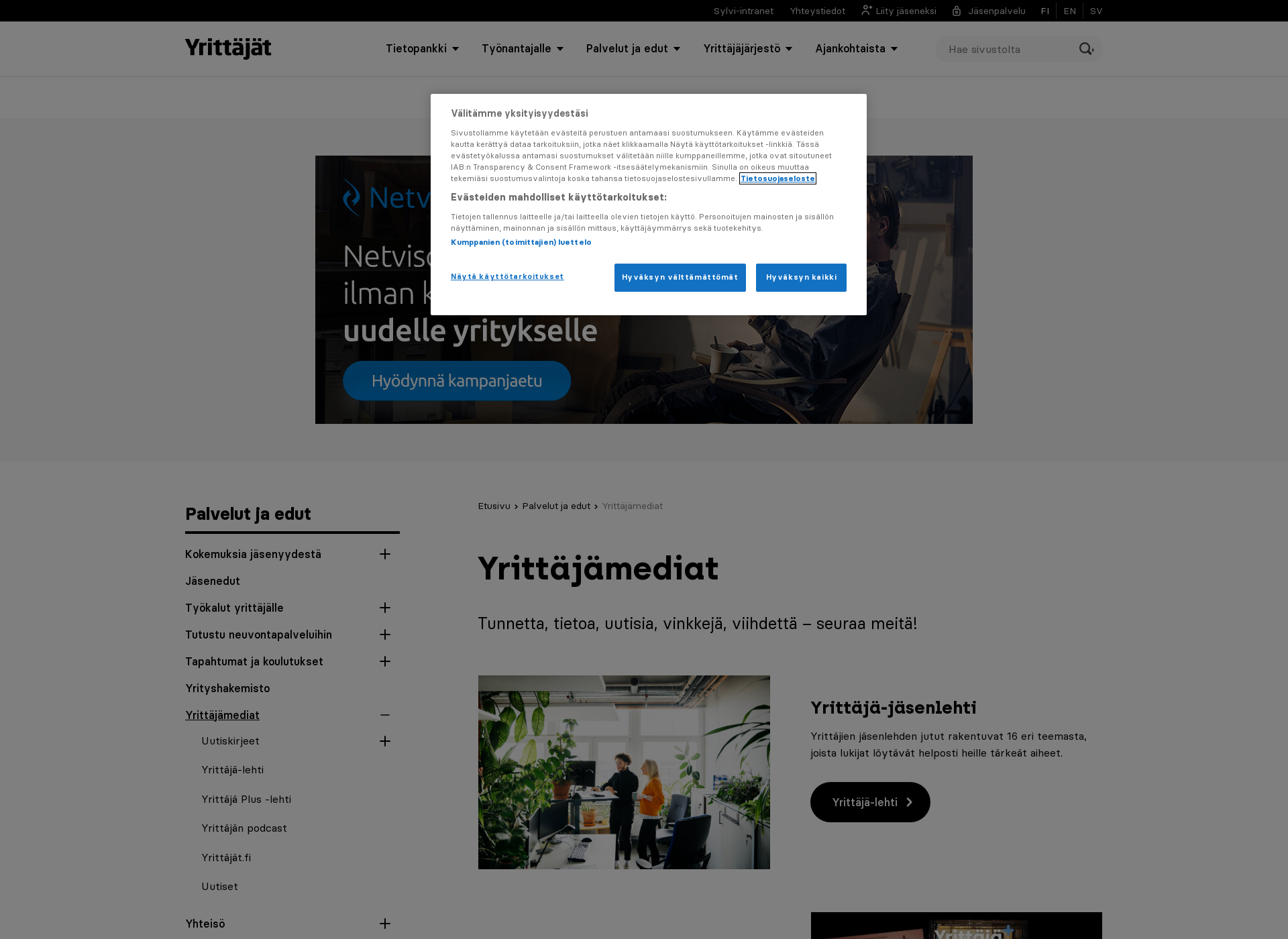 Screenshot for yrittajatmedia.fi