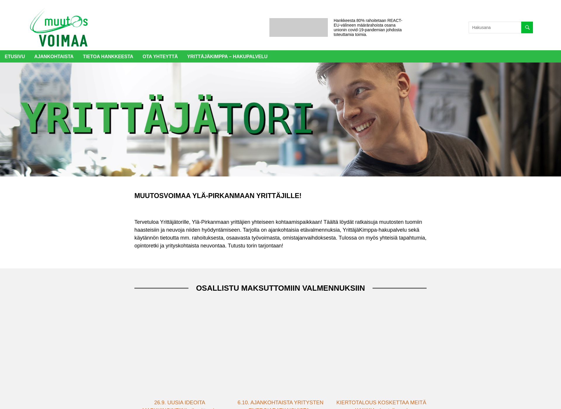 Skärmdump för yrittajatori.fi