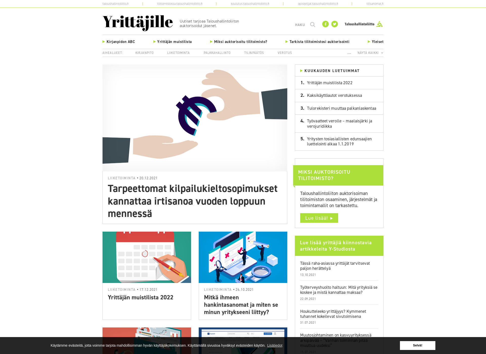 Screenshot for yrittajille.fi