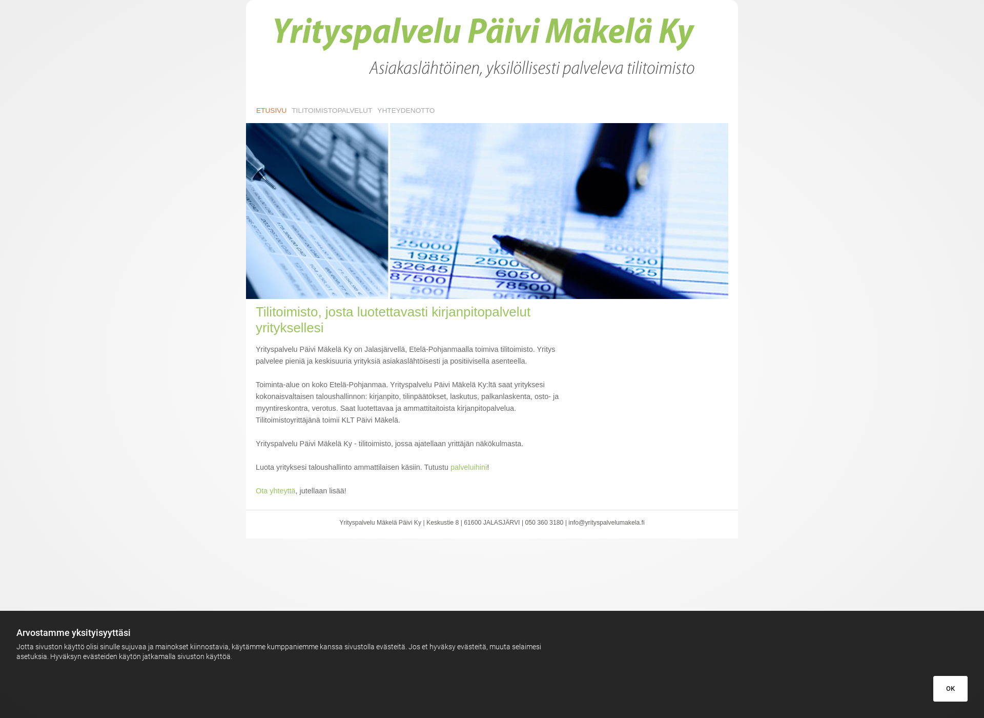 Skärmdump för yrityspalvelumakela.fi