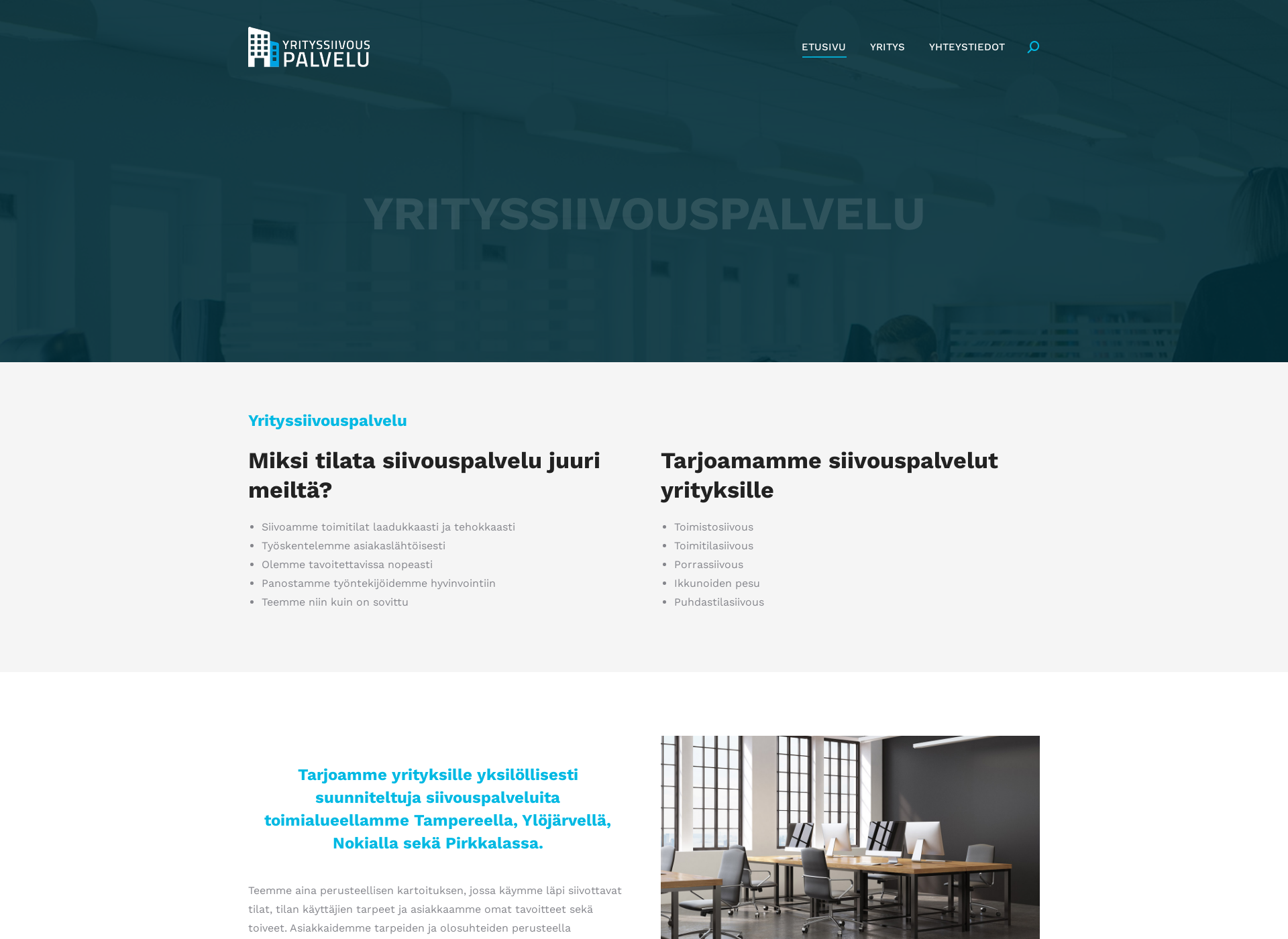 Skärmdump för yrityssiivouspalvelu.fi