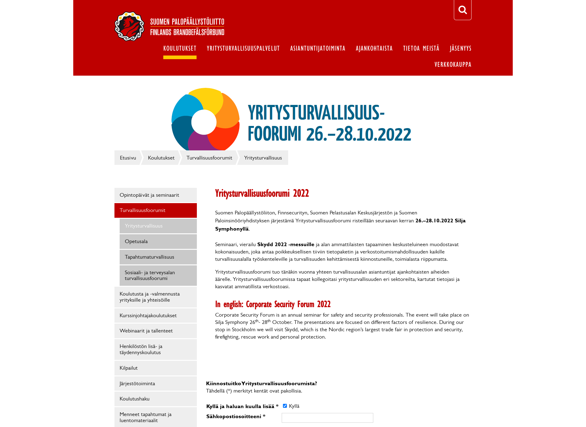 Screenshot for yritysturvalisuusfoorumi.fi