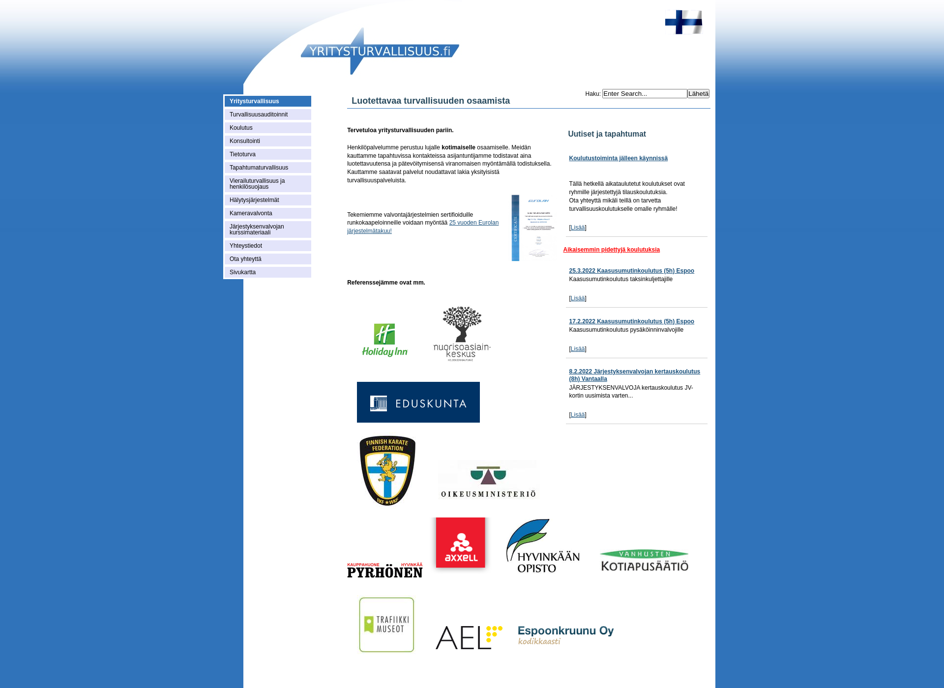 Skärmdump för yritysturvallisuus.fi