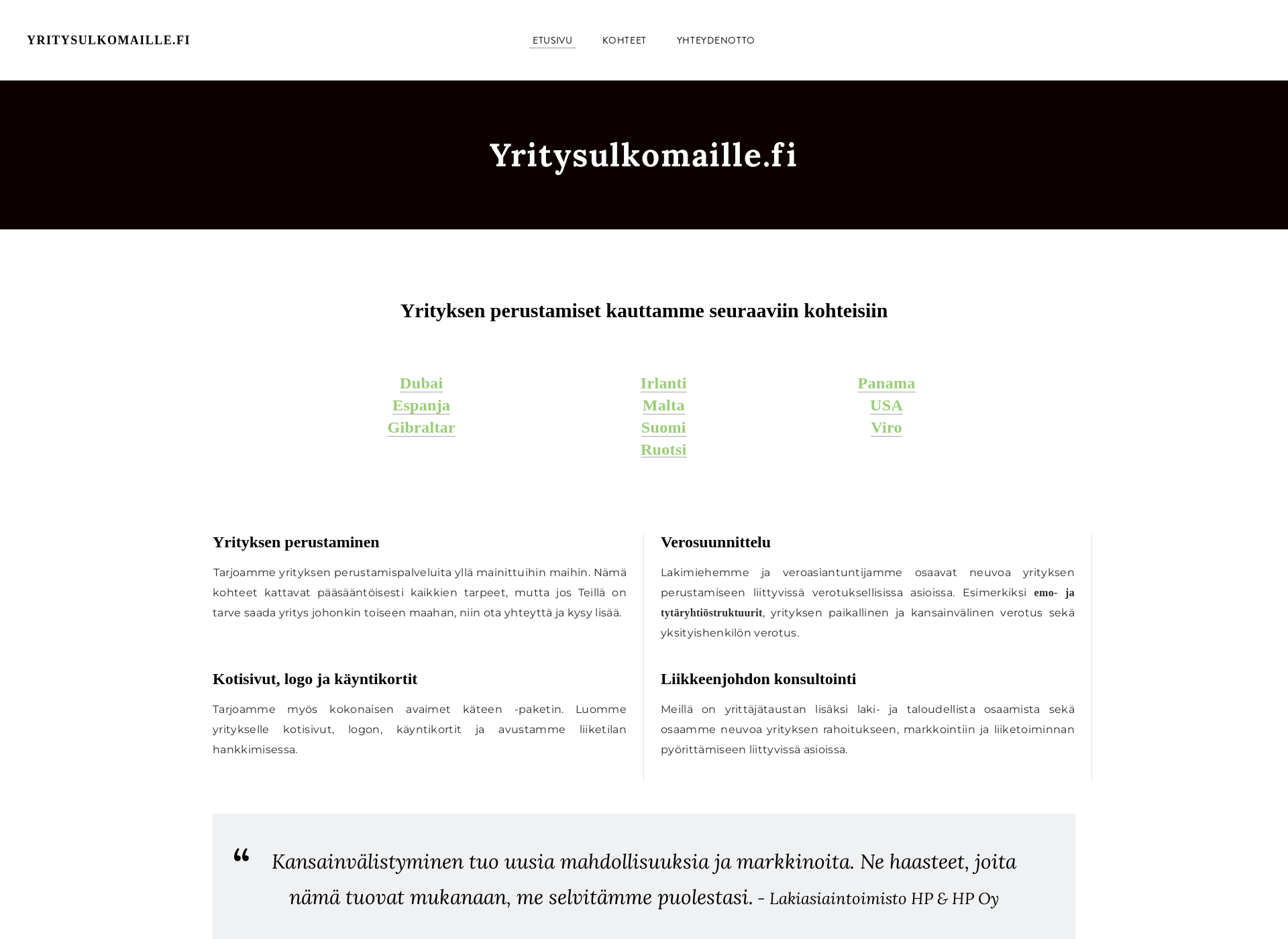Screenshot for yritysulkomaille.fi
