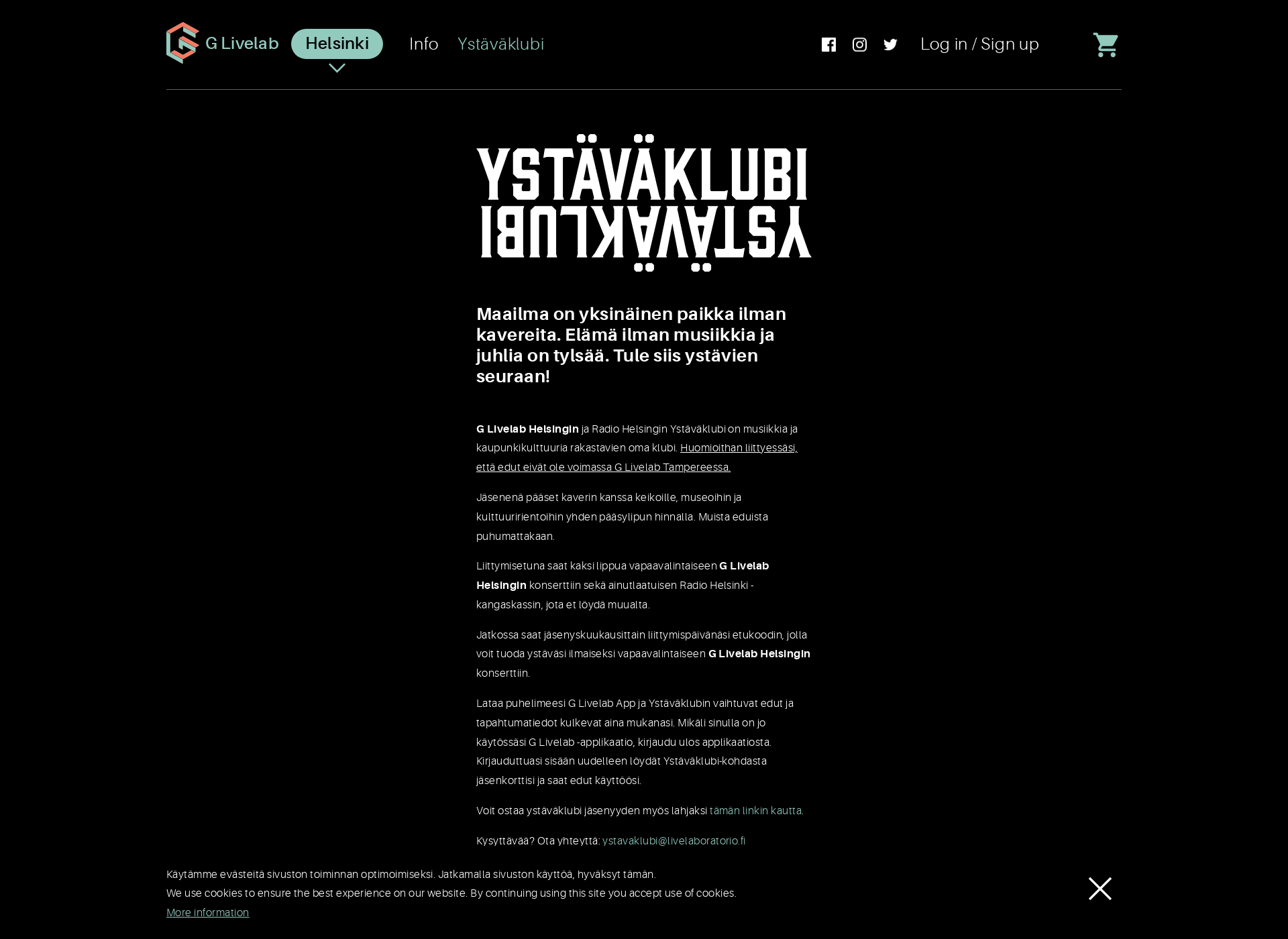 Skärmdump för ystavaklubi.fi