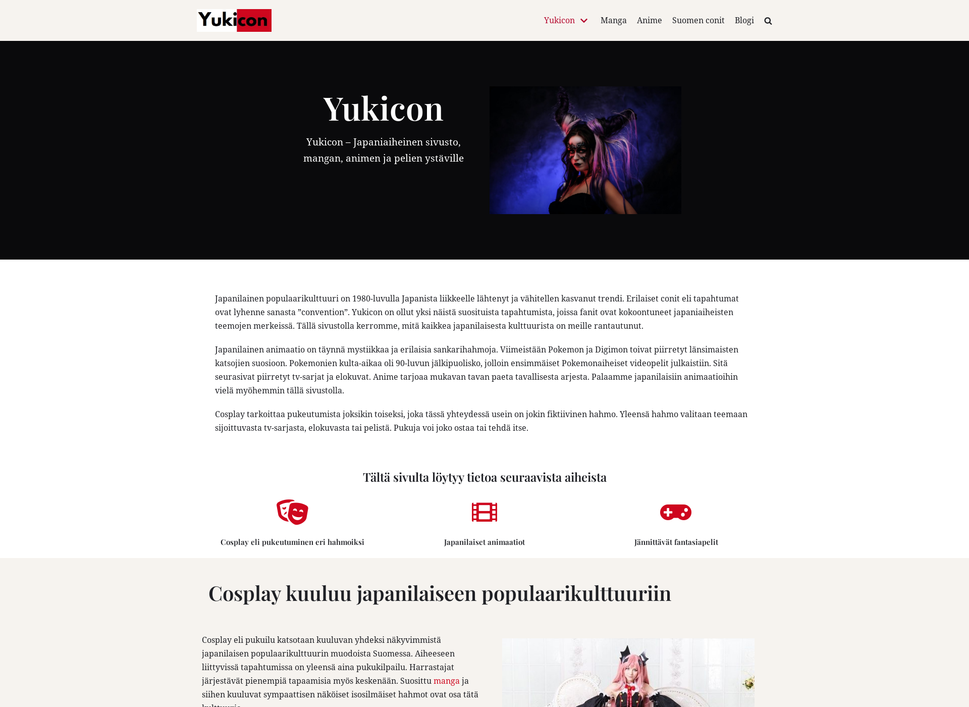 Skärmdump för yukicon.fi