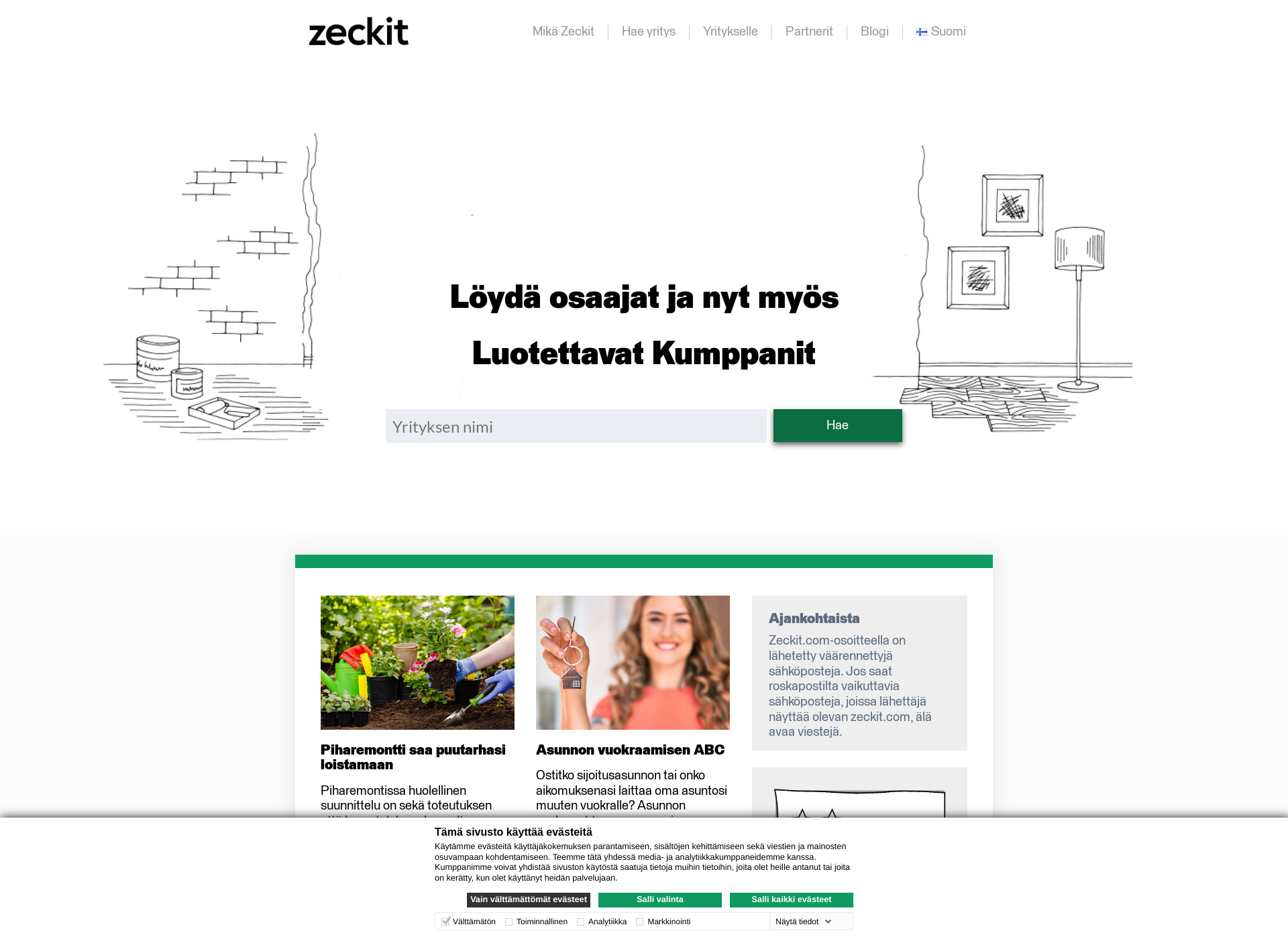 Skärmdump för zeckit.fi