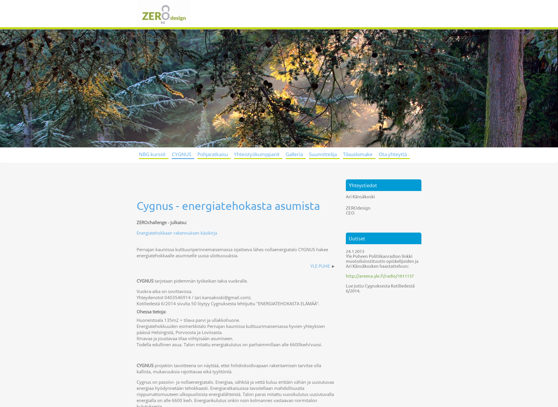 Skärmdump för zerodesign.fi