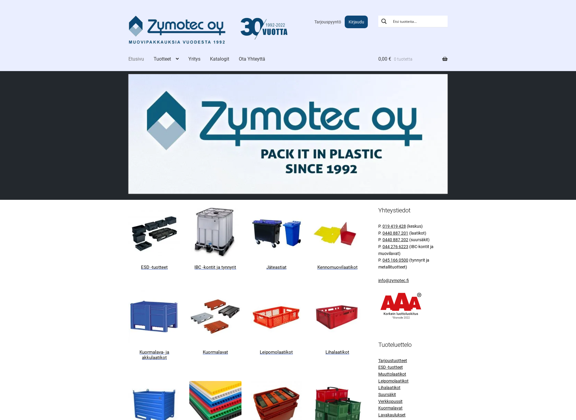 Skärmdump för zymotec.fi