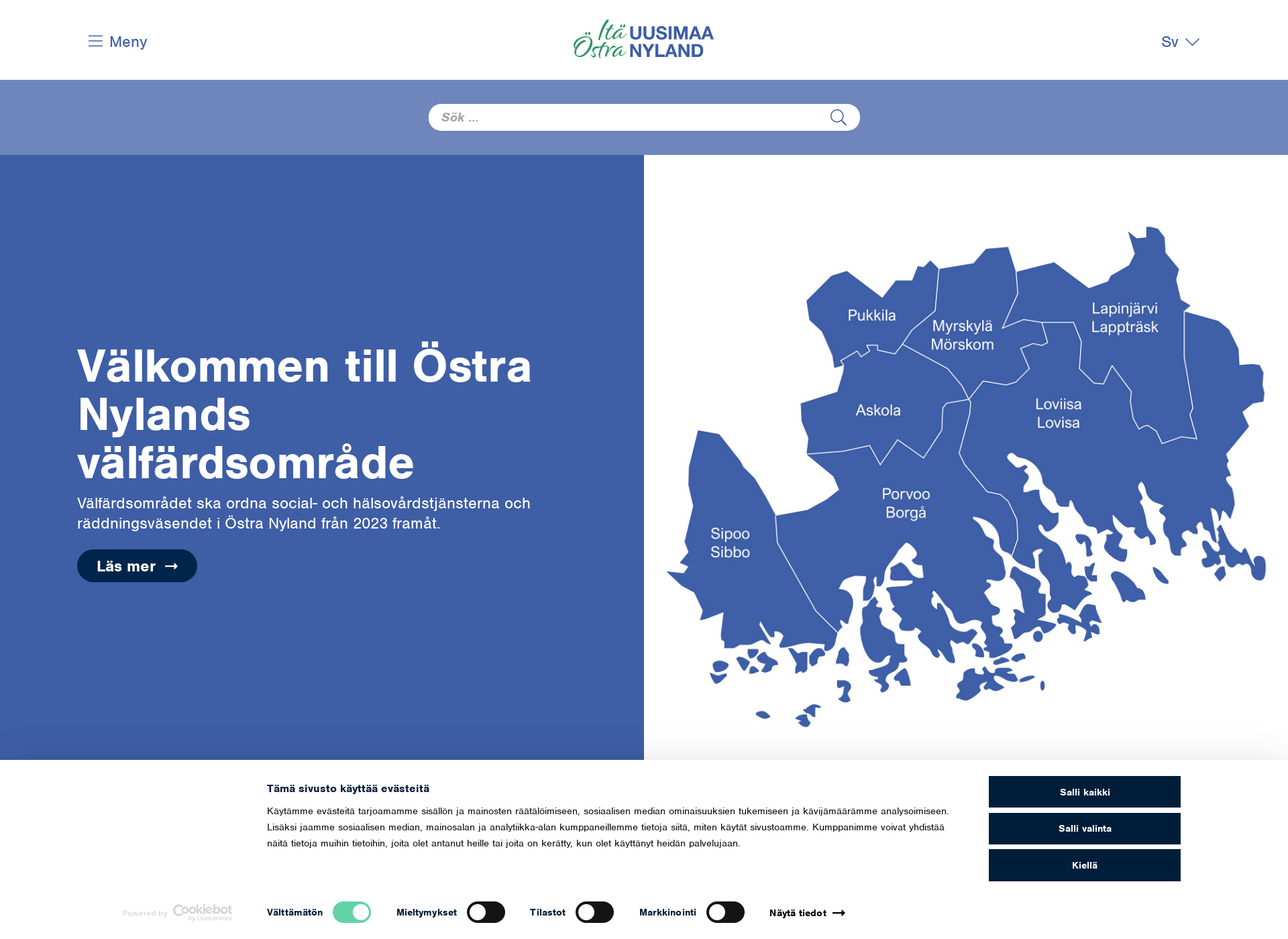 Skärmdump för östra-nyland.fi